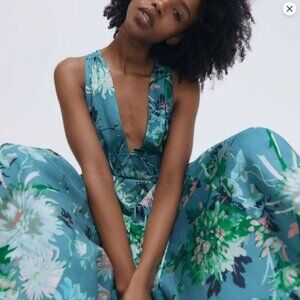 H&M Turquoise Floral Dress Size XS